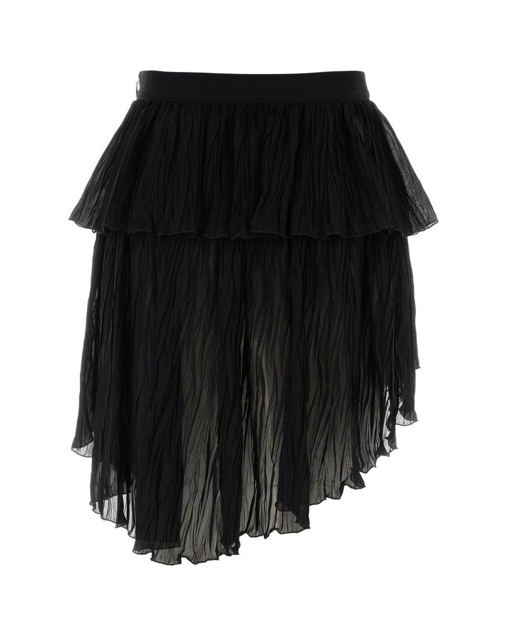 Blumarine Black Asymmetric Crinked Mini Skirt