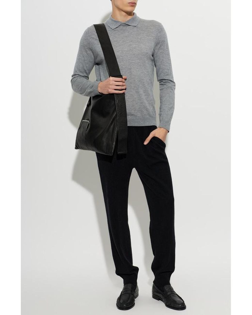 Lisa Yang Gray Torin Polo Knitted Top for men