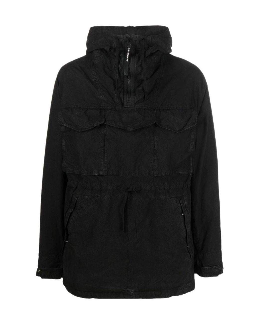 C P Company Black Goggles-Detail Zip-Up Jacket for men