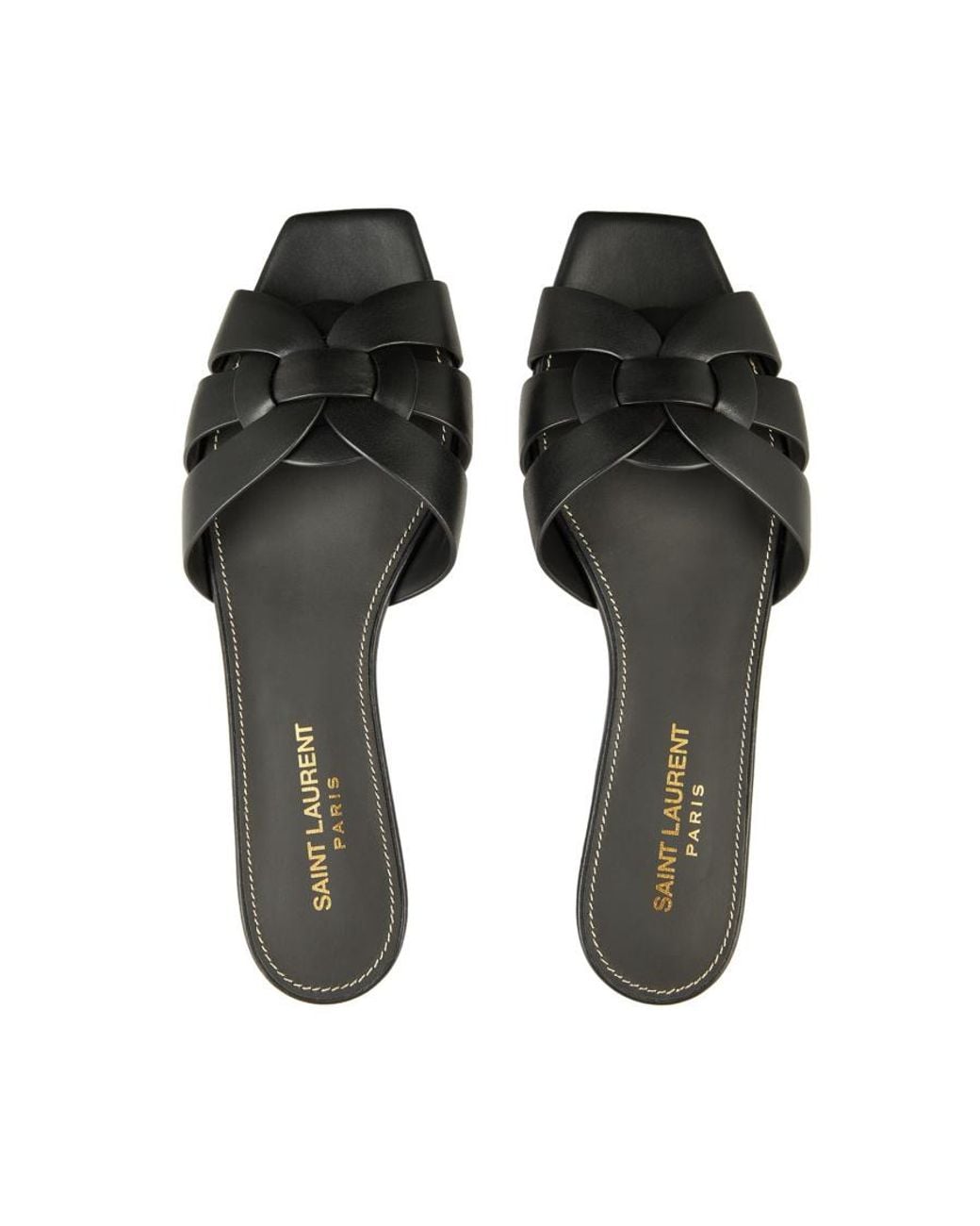 Saint Laurent Black Logo Slippers