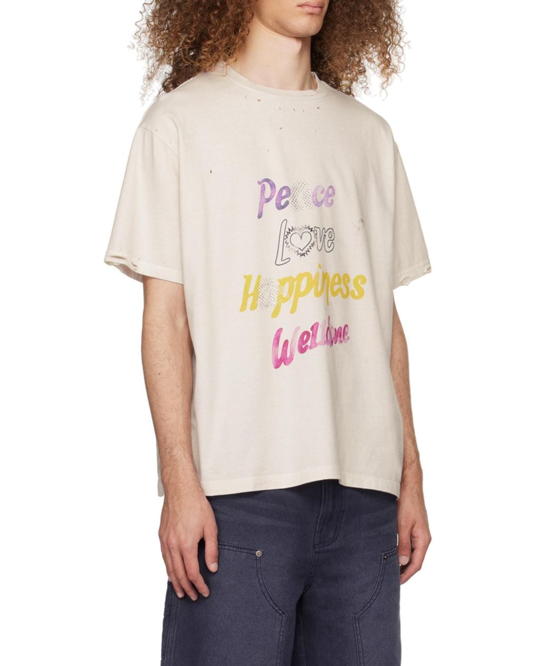 we11done White Peace Logo-Print T-Shirt for men
