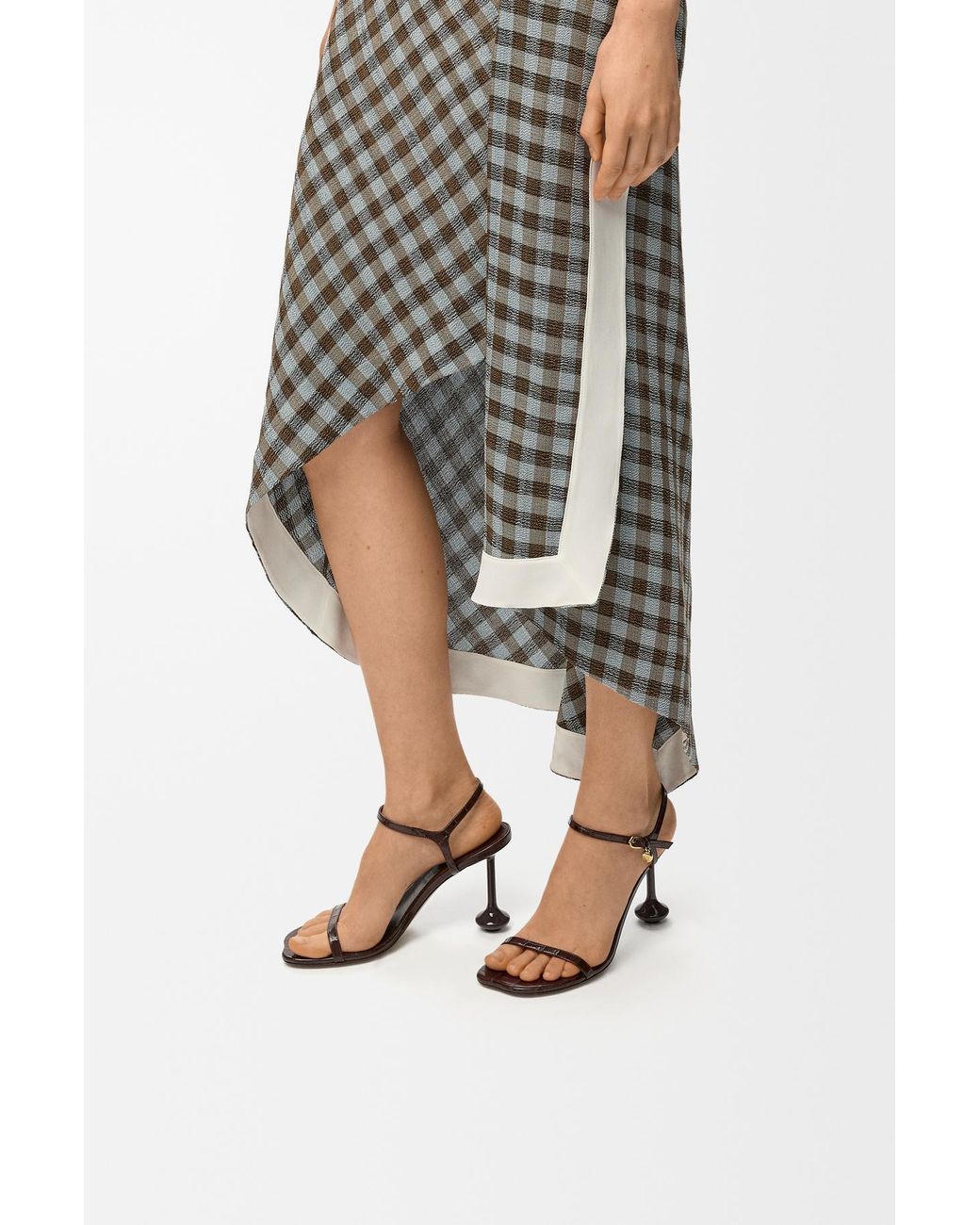 Loewe Metallic Crocodile-Effect Heeled Sandals