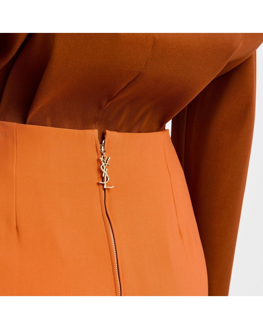 Saint Laurent Orange Cryn Stn Skrt Ld54
