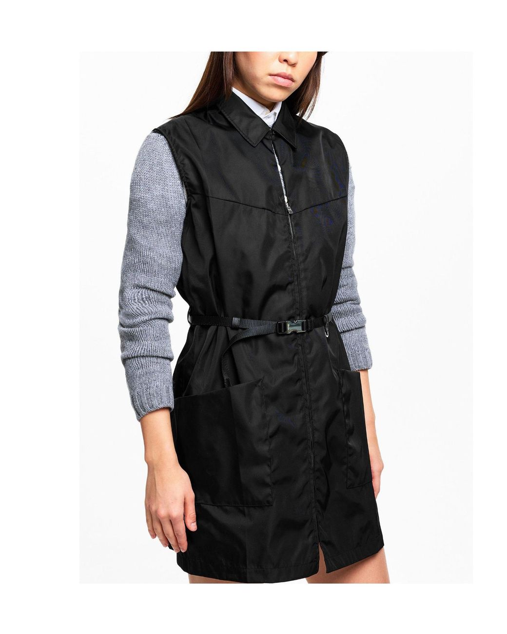 Prada Black Sleeveless Shirt Mini Dress