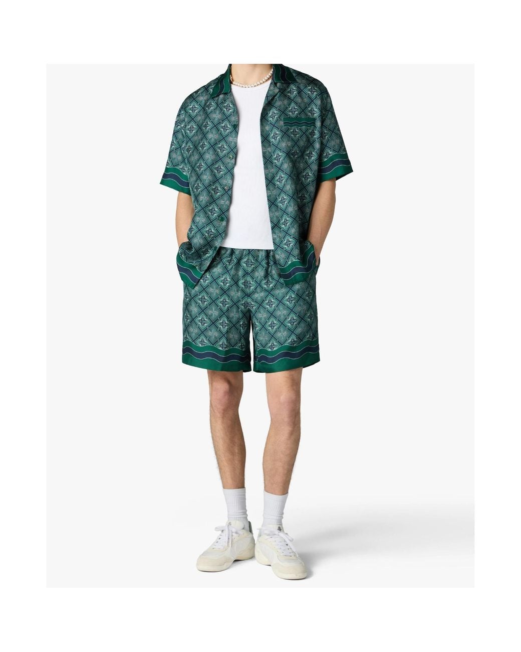 Casablanca Green Radiating Monogram Cuban Shirt for men