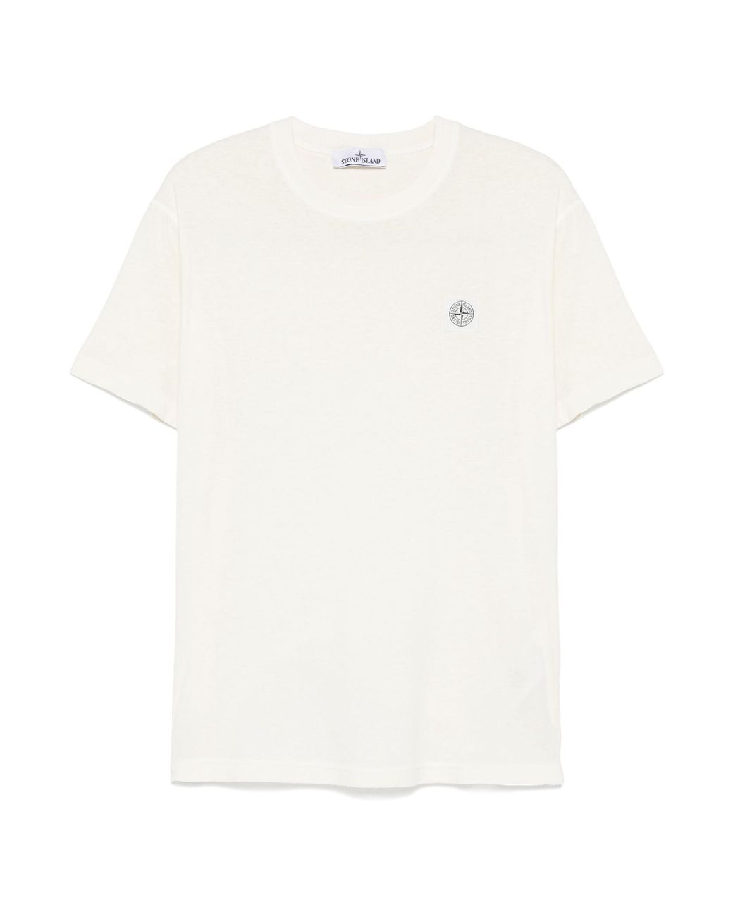 Stone Island White Compass-Motif Crewneck T-Shirt for men
