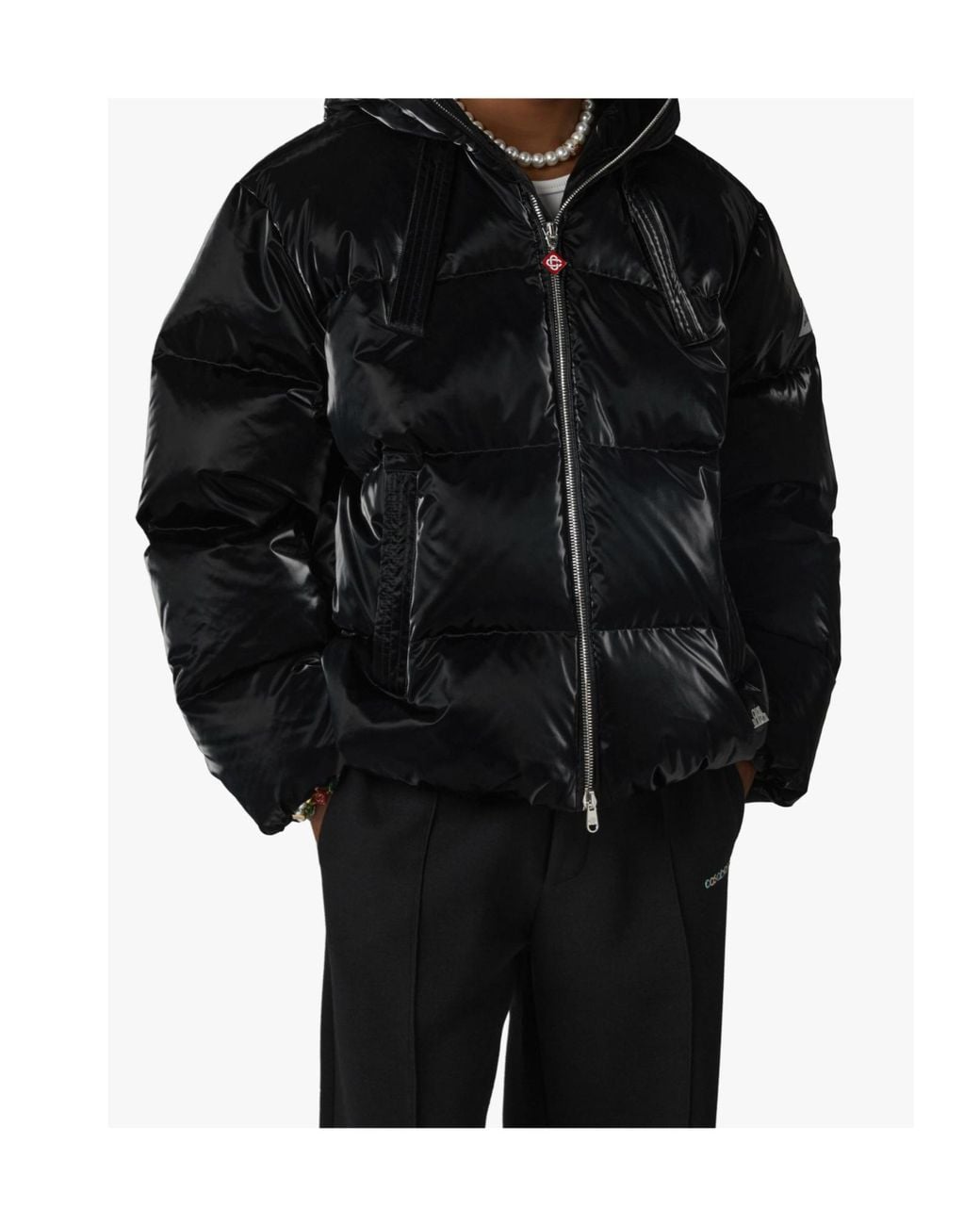 Casablanca Black Painted Hooded Down Jacket for men