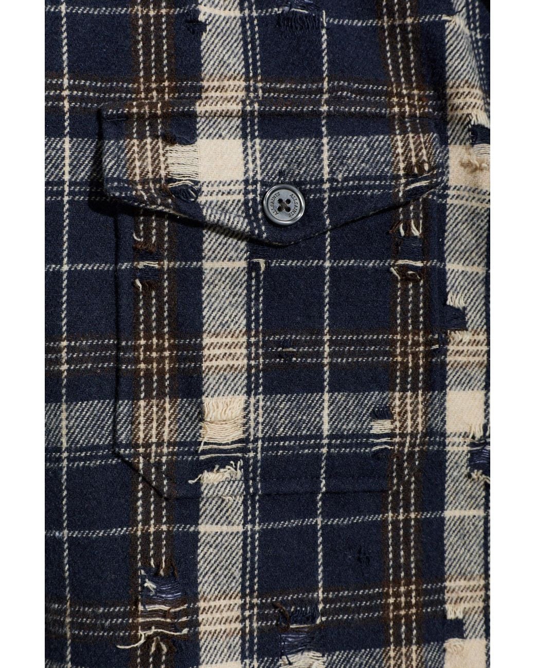 AllSaints Blue Rei Distressed Check Shirt for men