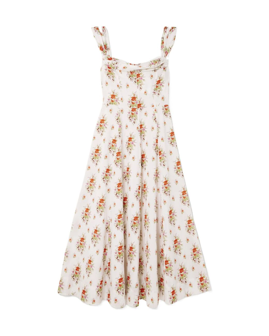 Doen White Clea Ruffle Print Dress
