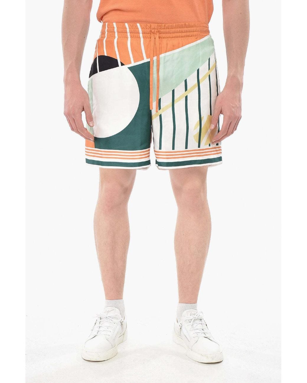 Casablanca Blue Patterned Shorts With Elastic Waistband for men