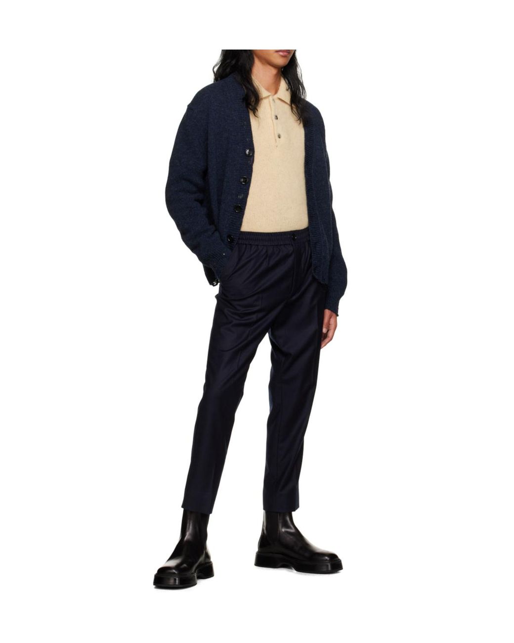 AMI Blue Cropped Tailored Trousers for men