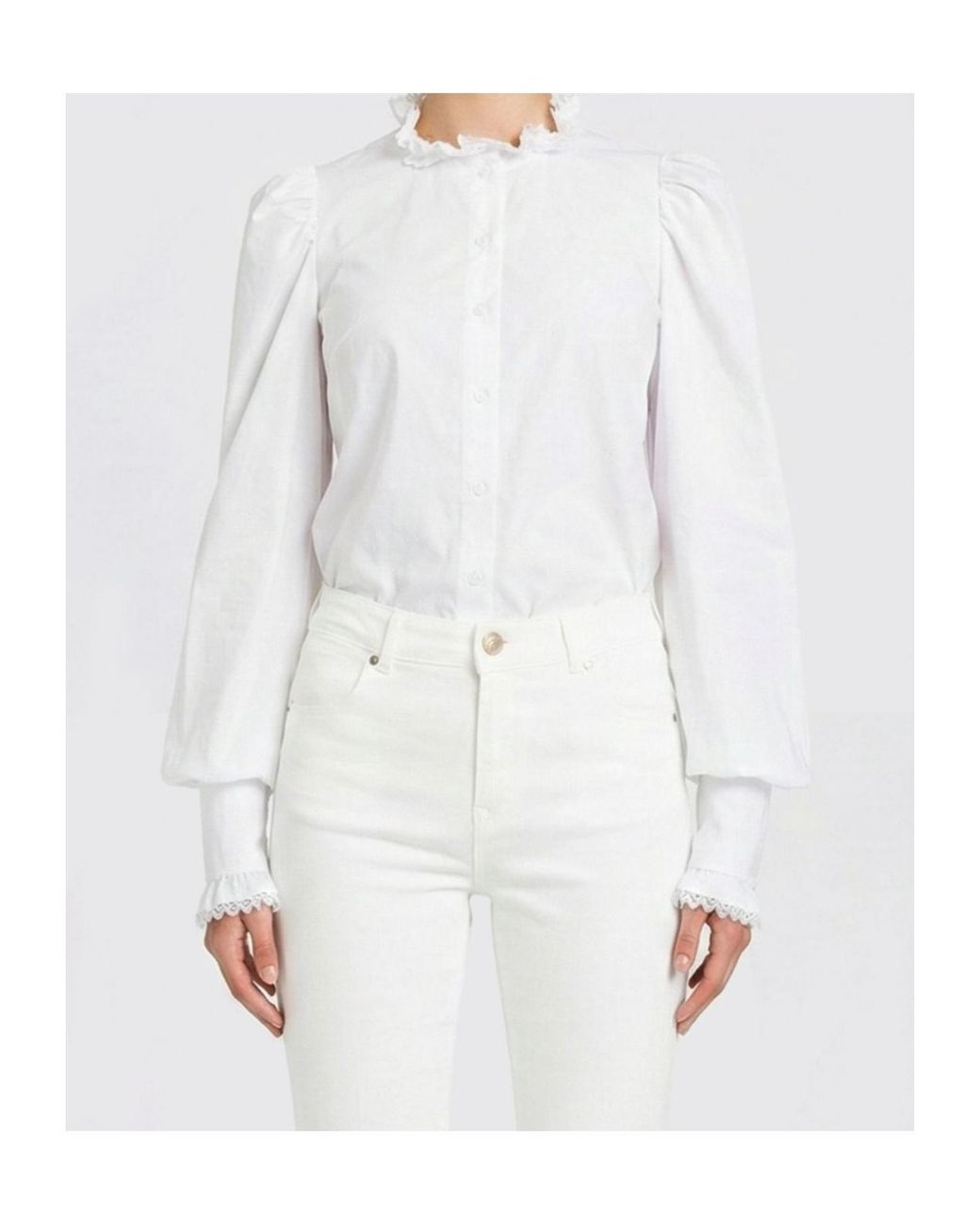 Twinset White Lace-Trim Poplin Shirt