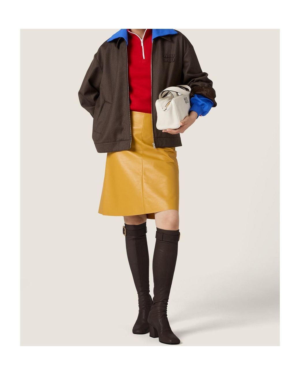 Miu Miu Brown Layered Zipped Jacket