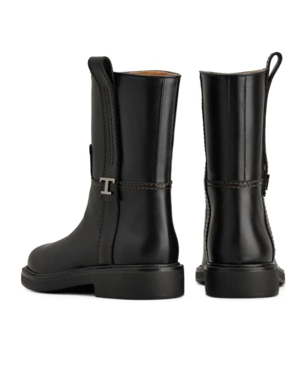 Tod's Black Round Toe Ankle Boots