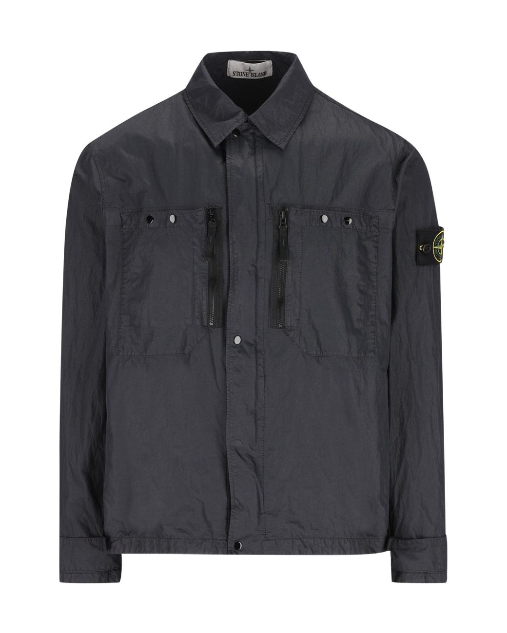 Stone Island Black Utility Zip-Pocket Jacket for men