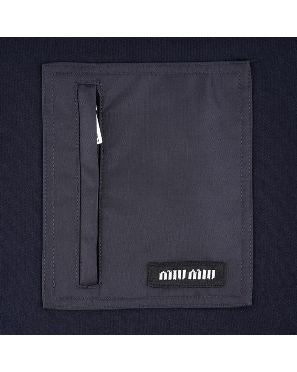 Miu Miu Blue Zip-Up Cropped Sweatshirt