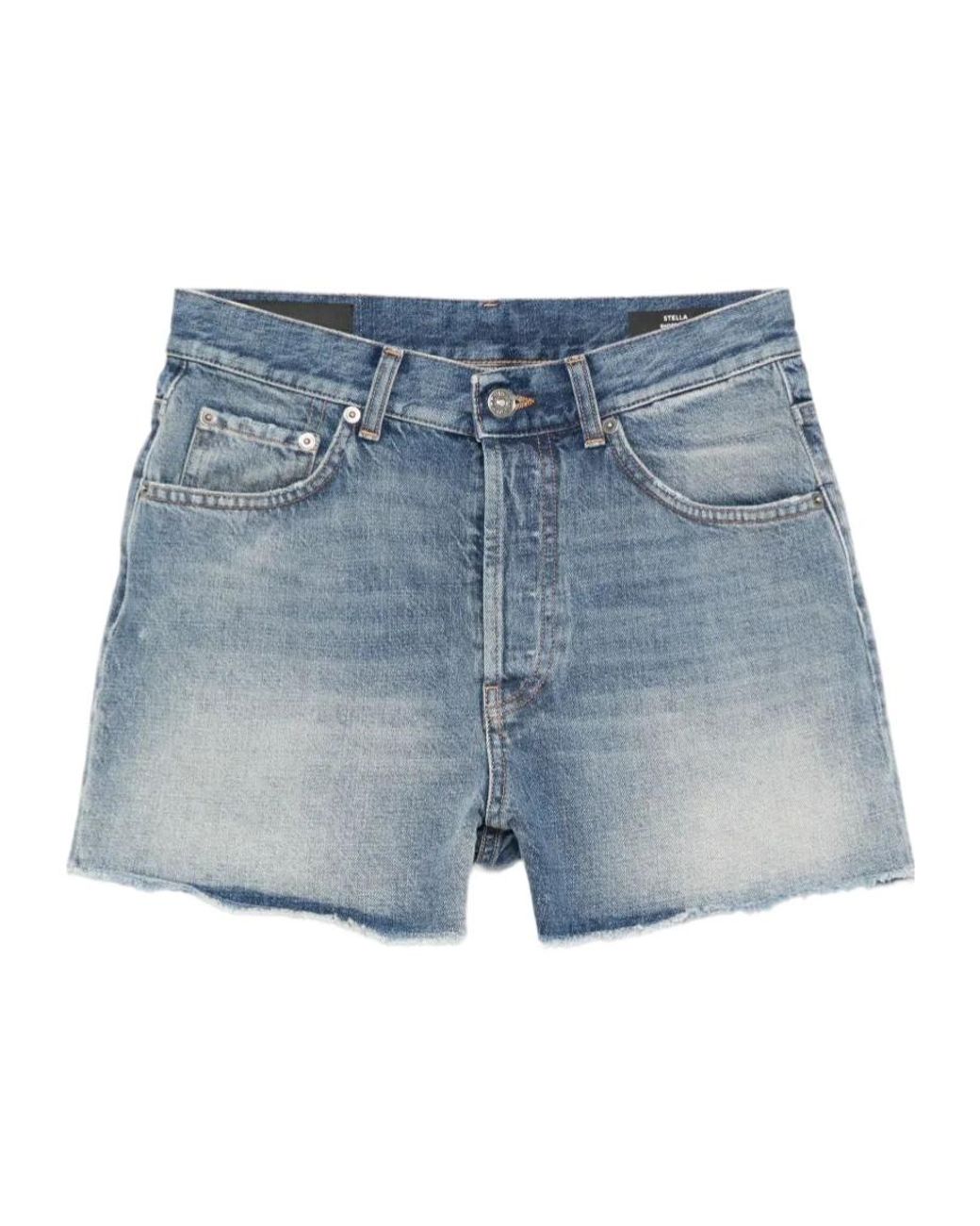 Dondup Blue Frayed Edged Denim Shorts