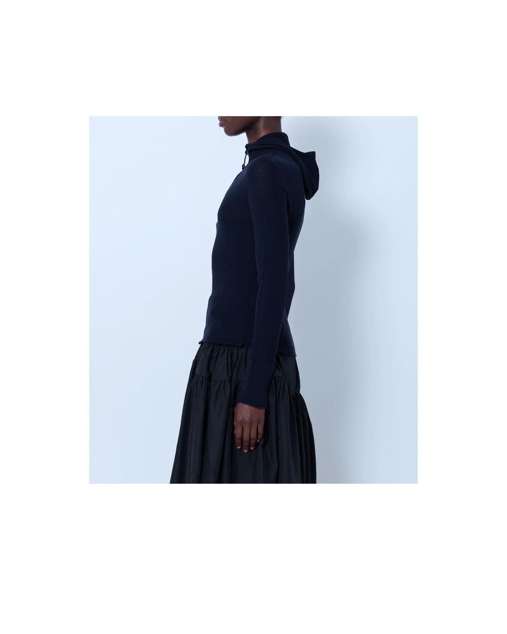 CECILIE BAHNSEN Blue Long-Sleeve Hooded Knit Top