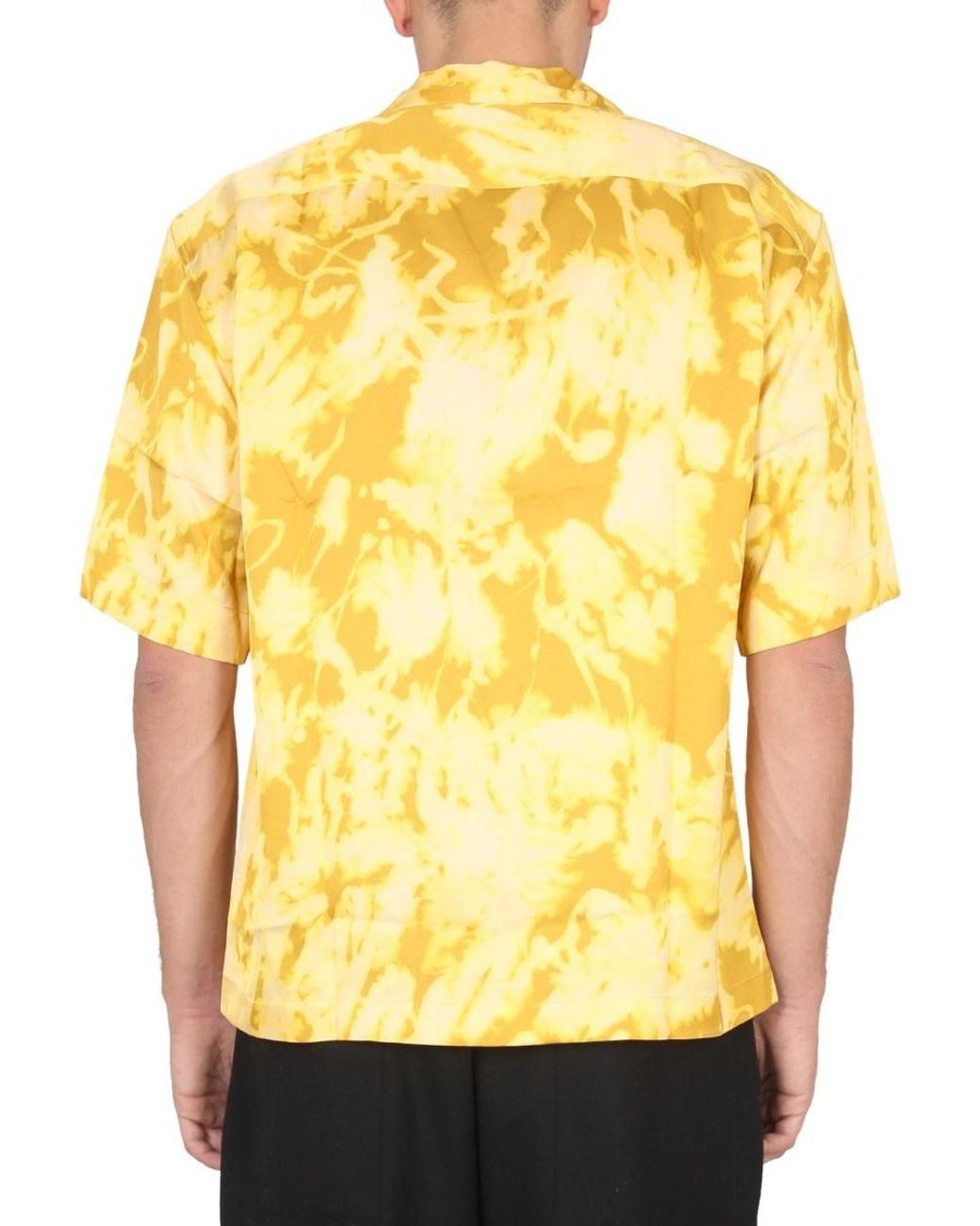Dries Van Noten Yellow Printed Short-Sleeved Shirt for men