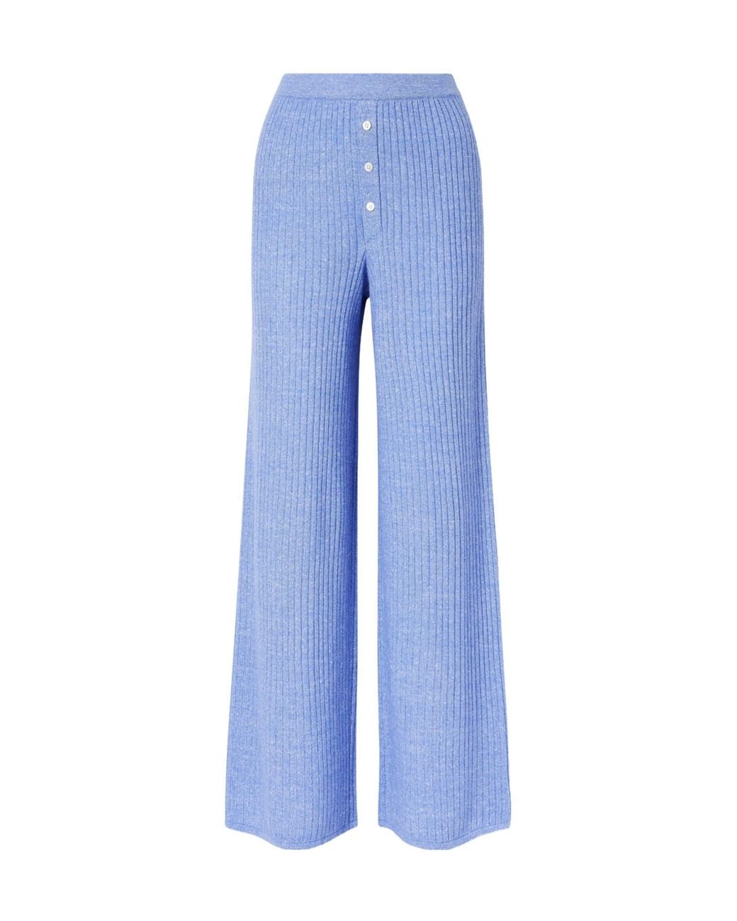 Guest In Residence Blue Lightweight Cashmere Linen Wide-Leg Pants