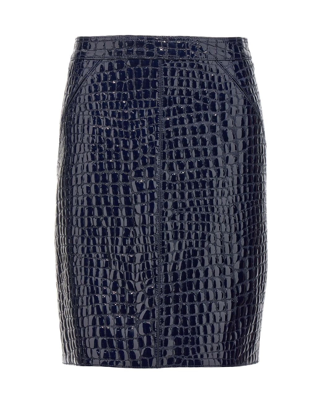 Tom Ford Blue High-Waisted Embossed Leather Mini Skirt