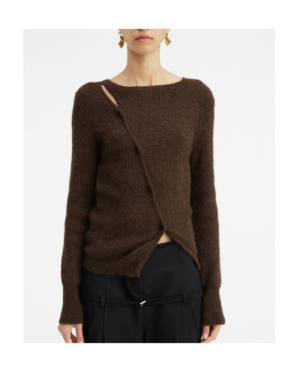Jacquemus Brown La Pau Cut-Out Long-Sleeved Cardigan