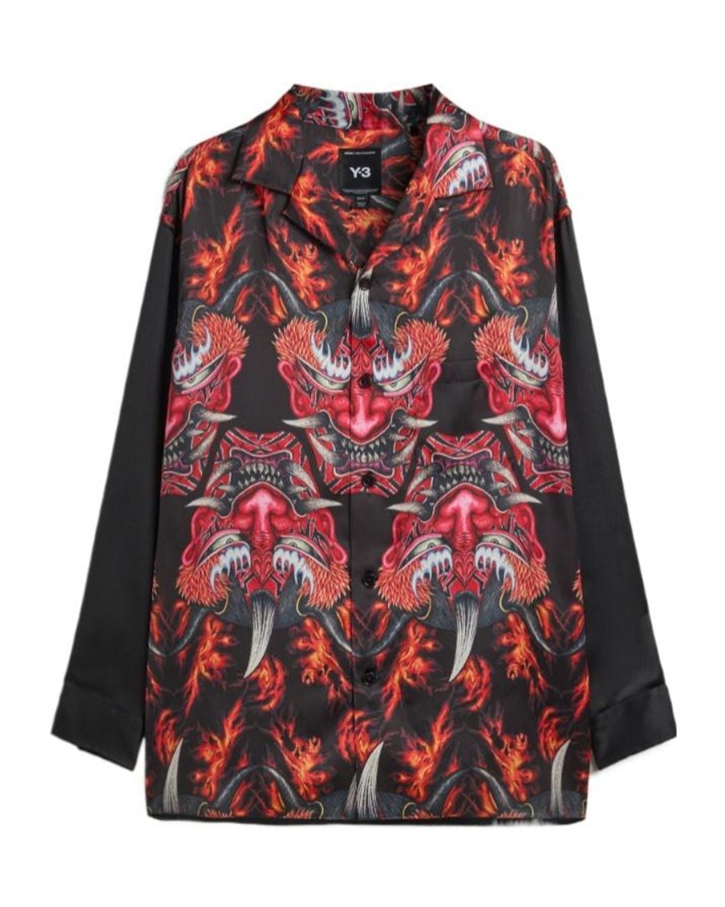 Y-3 Green Satin Graphic Shirt for men
