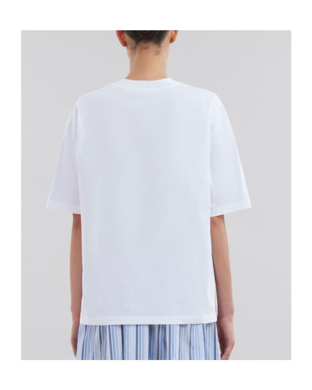 Marni Blue Organic Cotton Box-Cut T-Shirt With Padded Logo