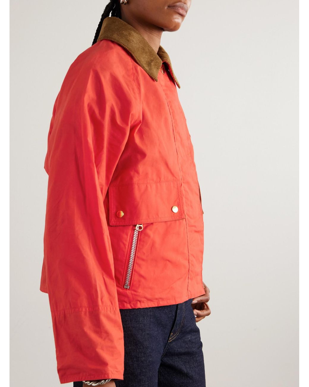 Barbour Red Cropped Cotton Jacket