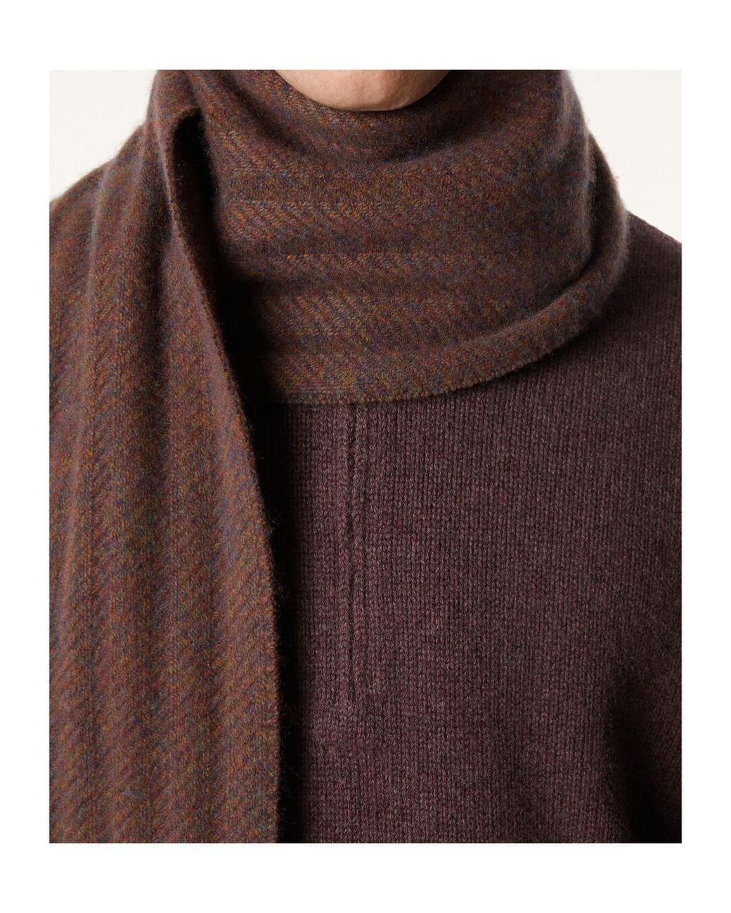 Loro Piana Brown Barré Stripe Scarf for men