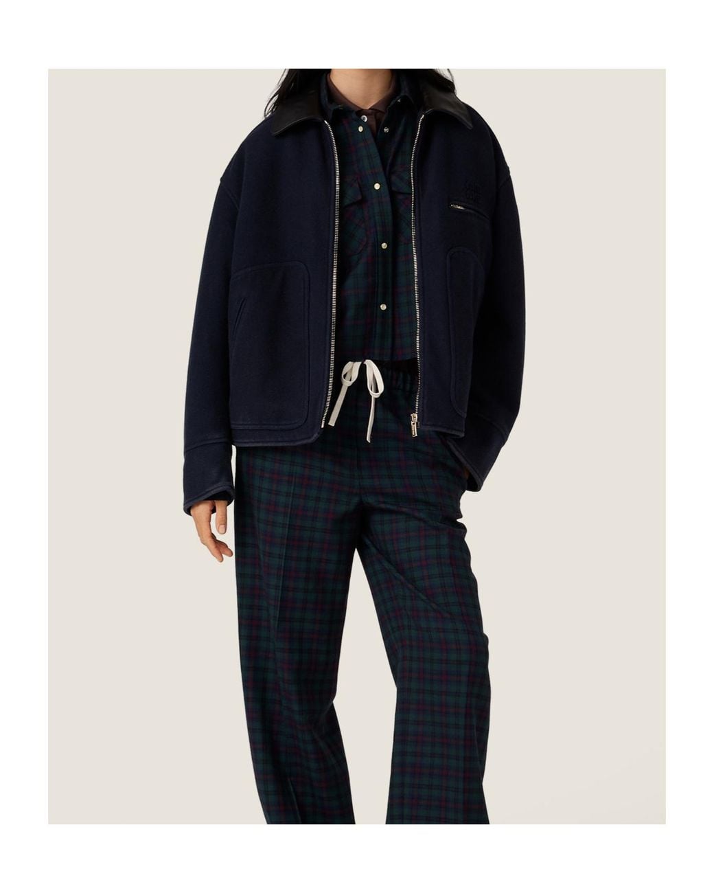 Miu Miu Blue Washed Wool Cloth Blouson Jacket
