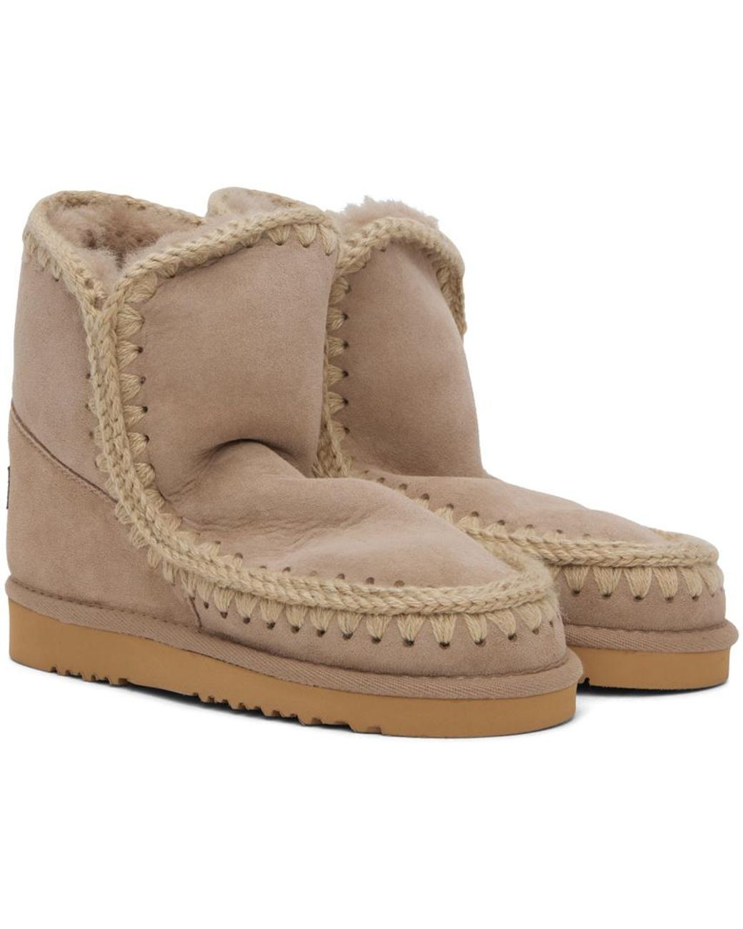 Mou Natural Eskimo 24 Stitch Detailed Boots
