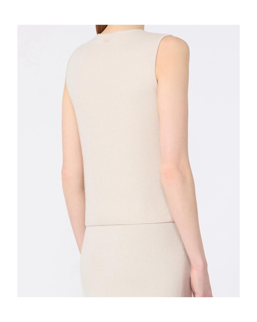 Max Mara White Sleeveless Wool And Cashmere Sweater