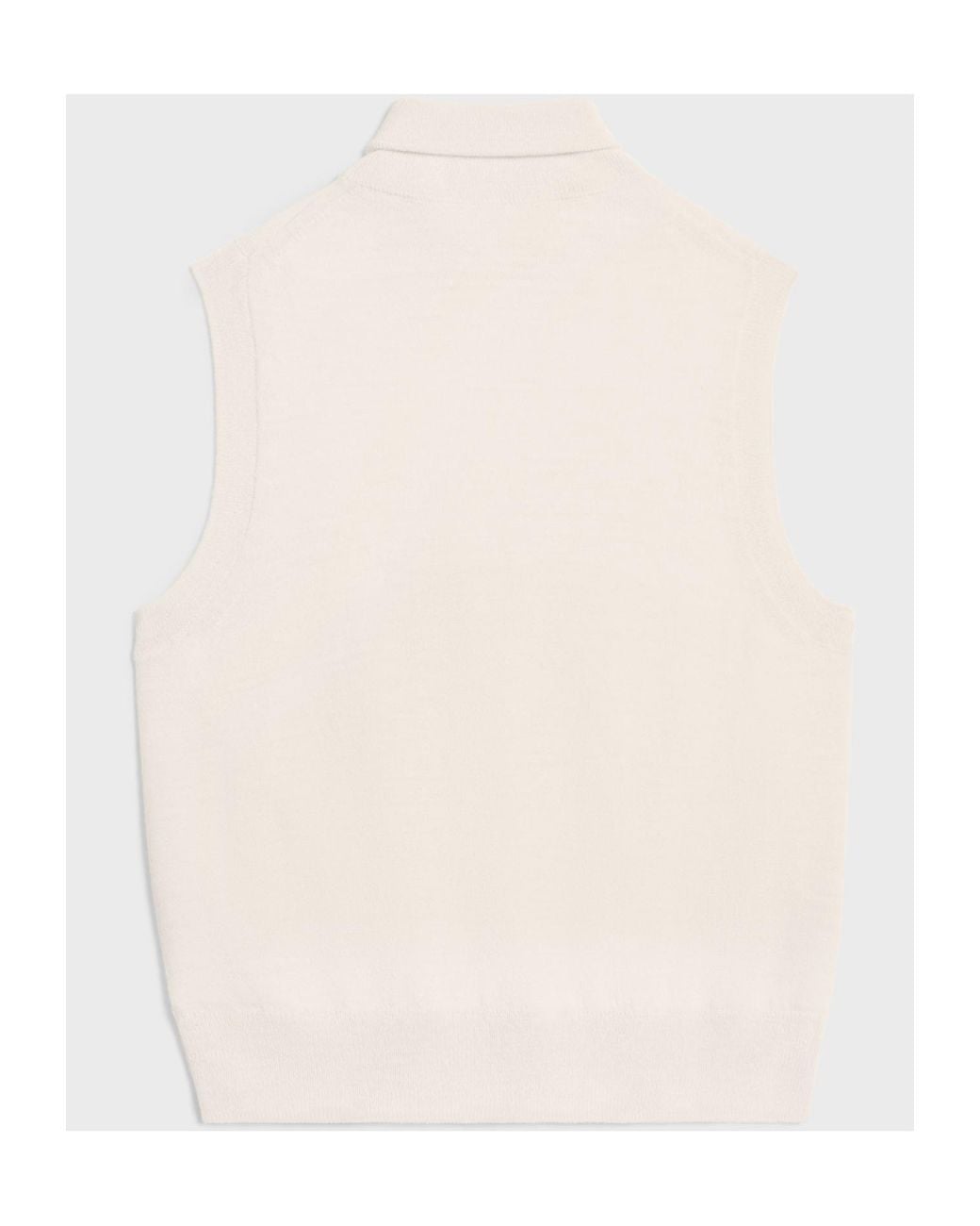Céline White Sleeveless Turtleneck Sweater