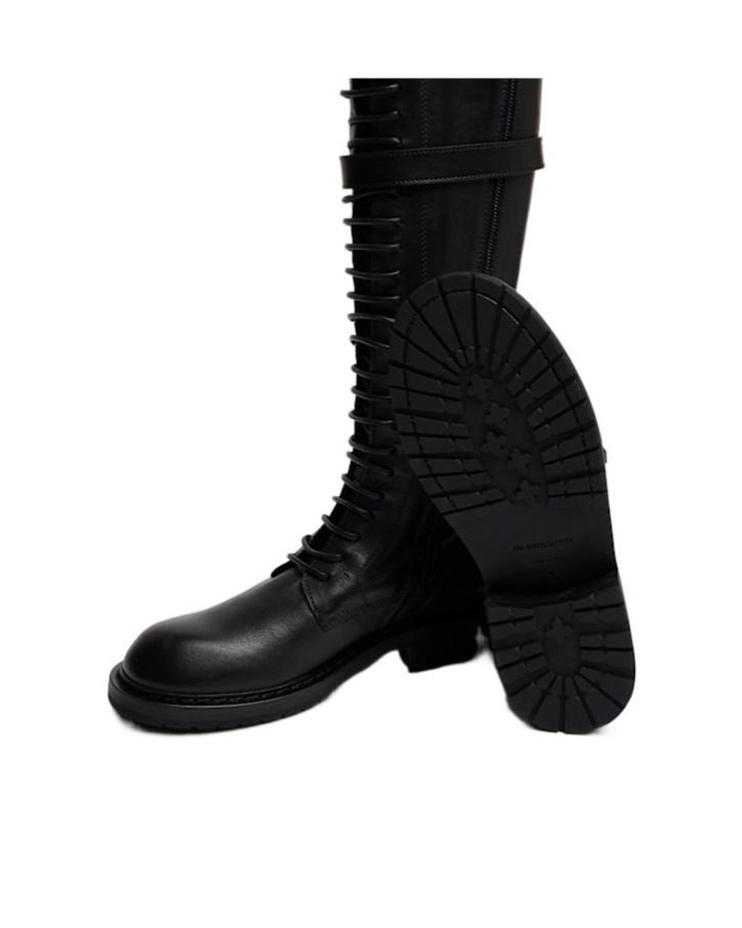 Ann Demeulemeester Black Knee-High Boots With Buckle