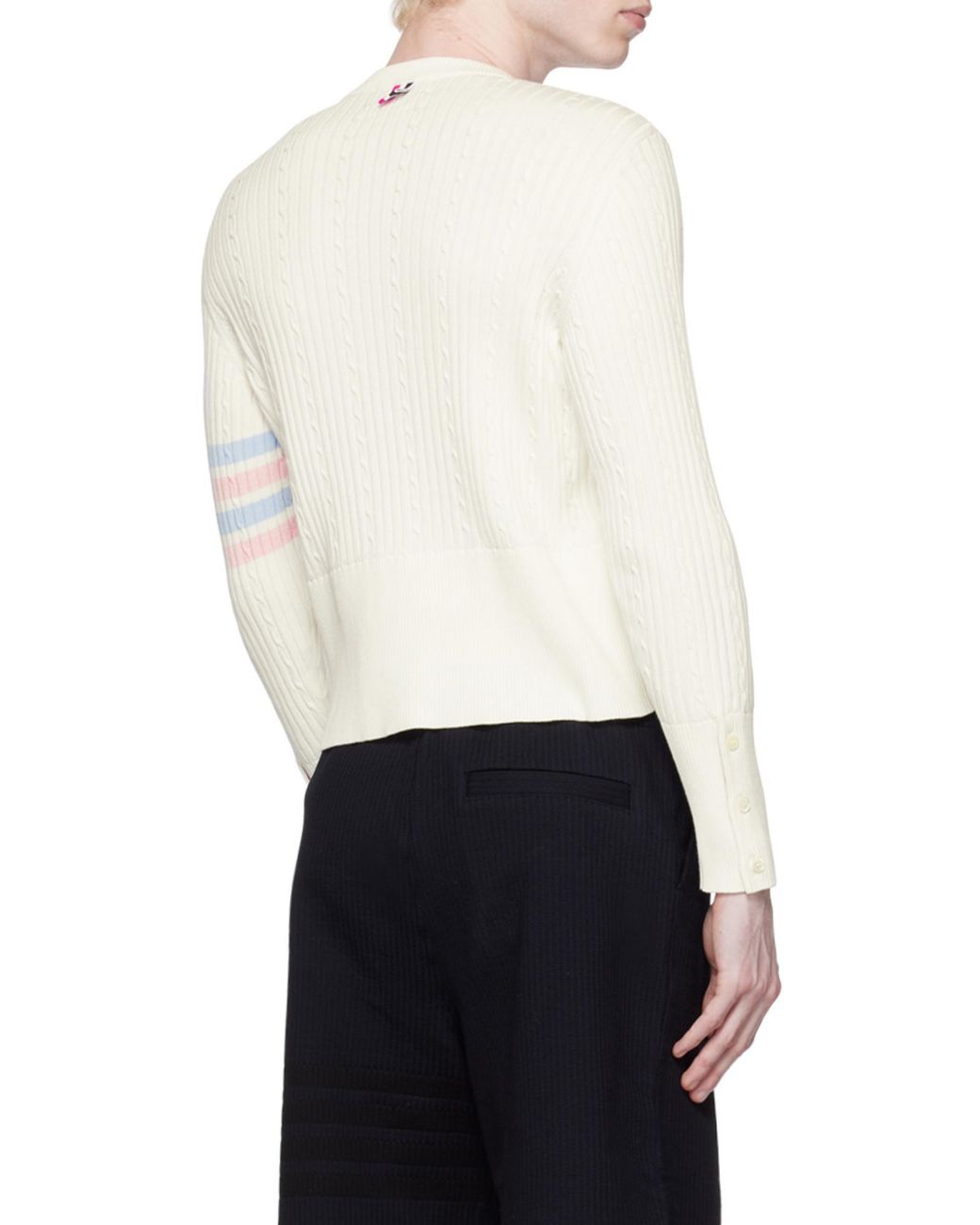 Thom Browne White 4-Bar Cable-Knit Jumper for men
