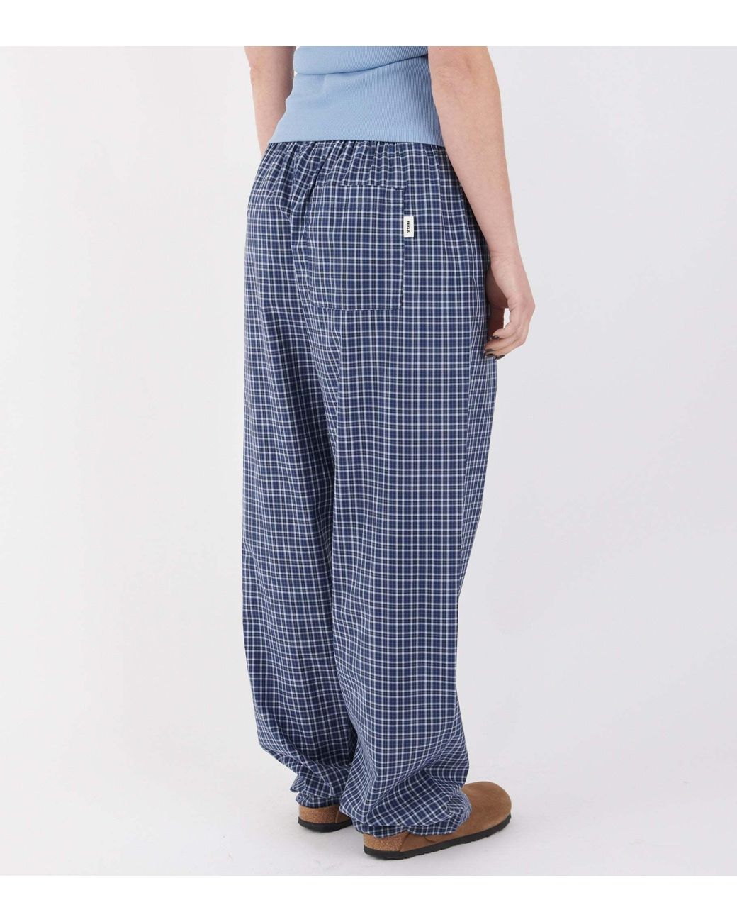 Tekla Blue Plaid Pajama Pants