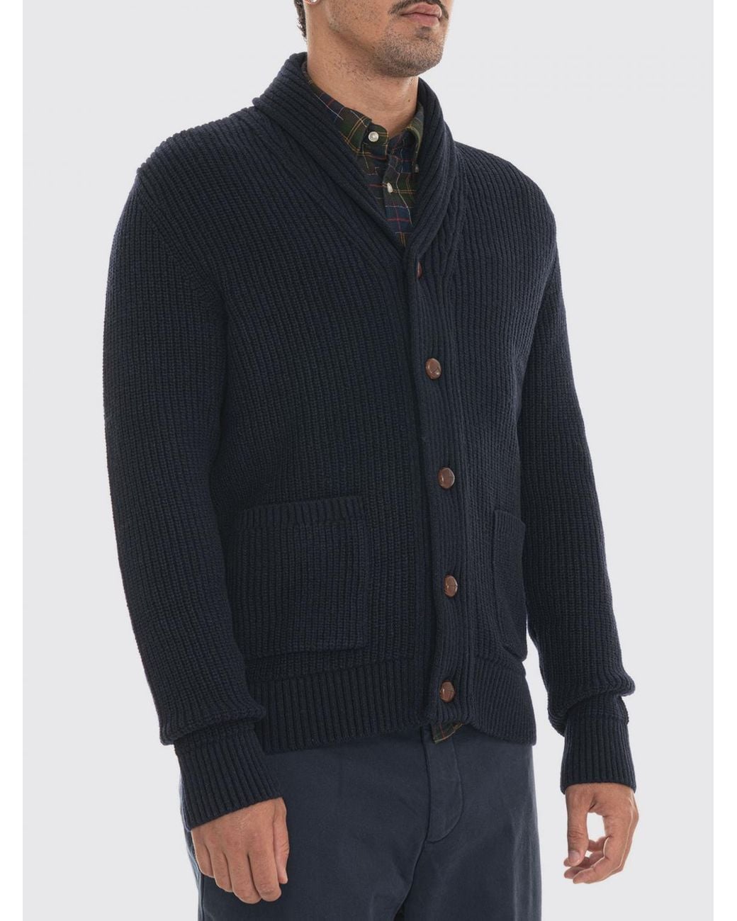 Barbour Blue Buttoned Cardigan for men