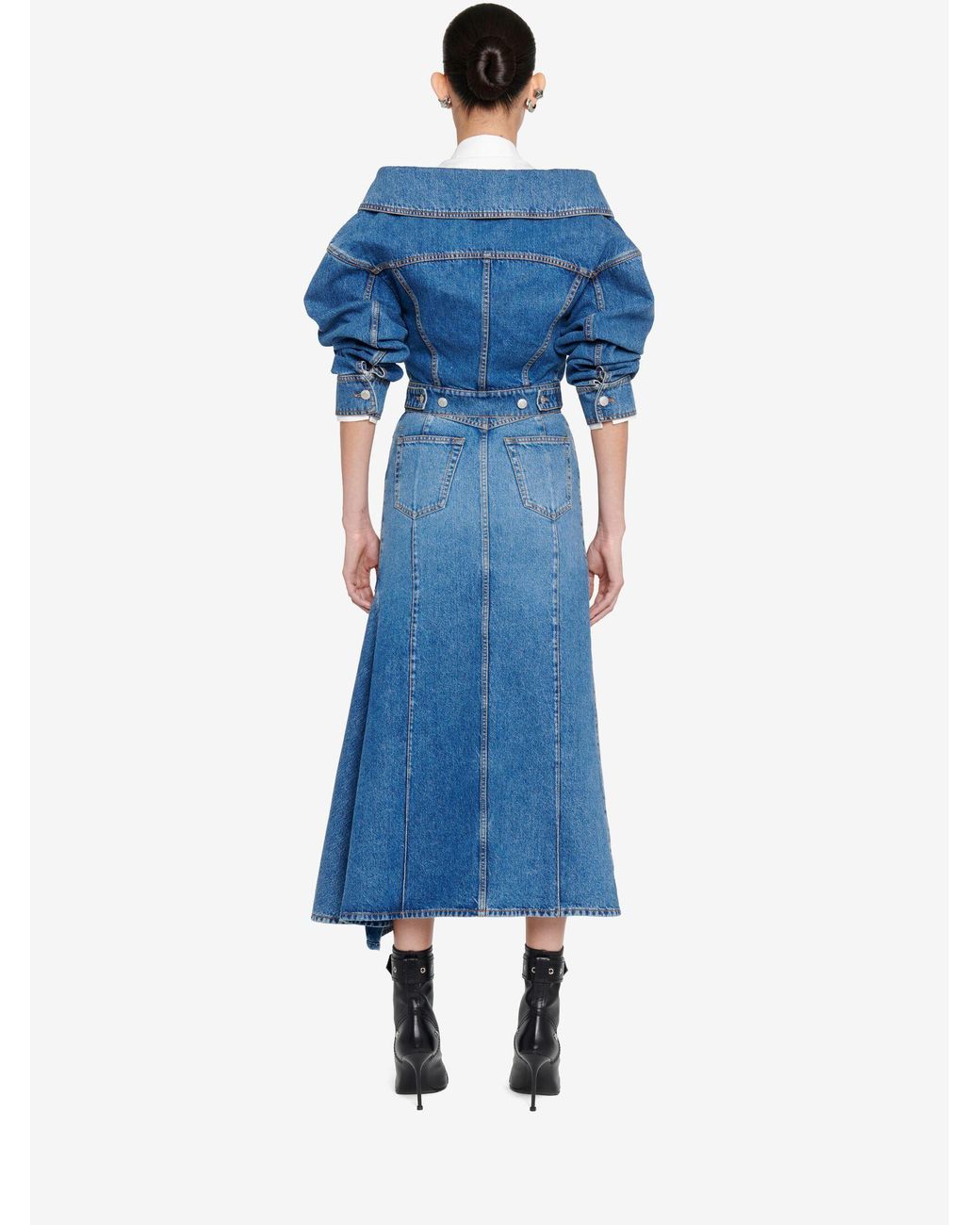 McQueen Blue Cropped Denim Jacket