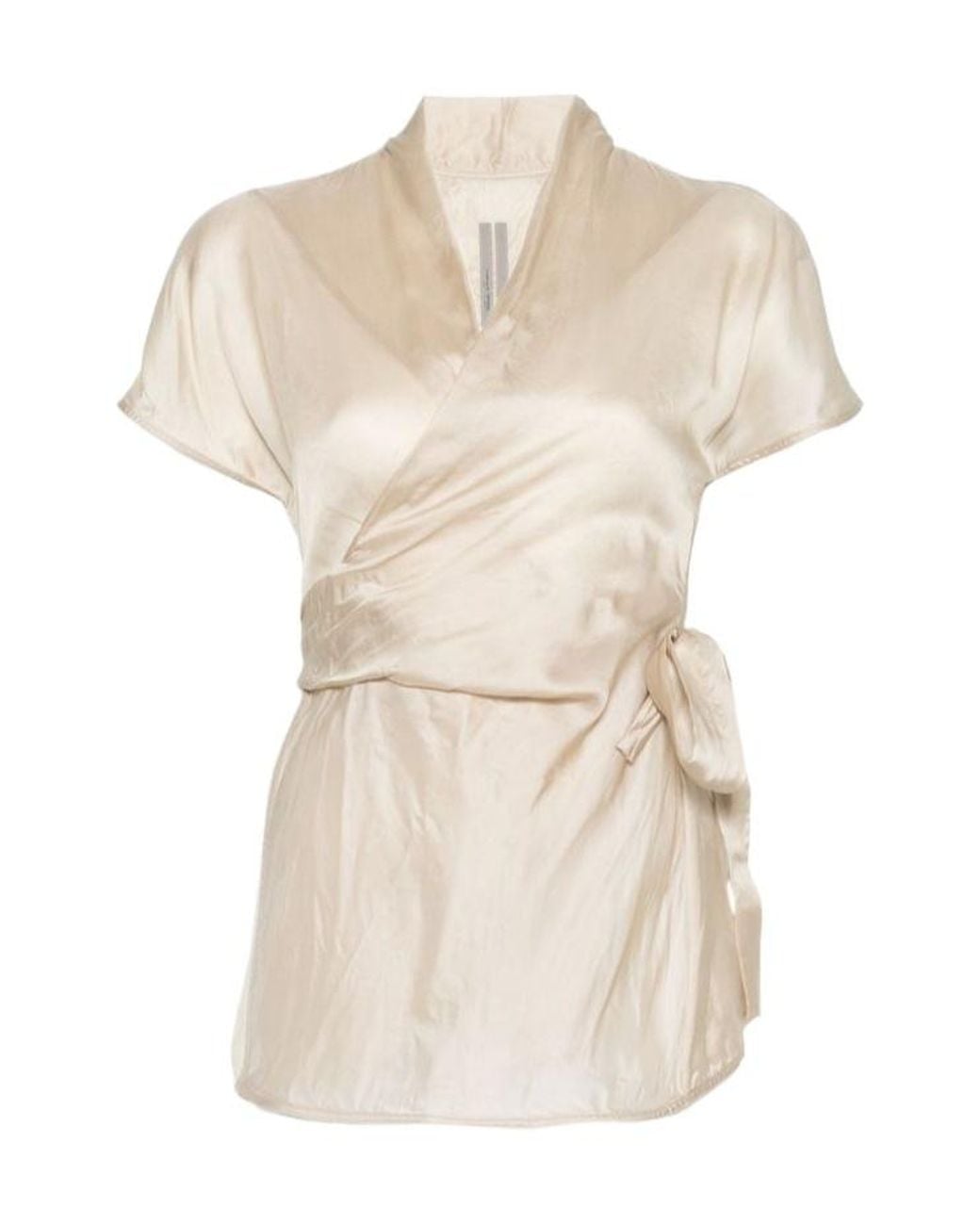Rick Owens Natural Tie-Waist V-Neck Blouse