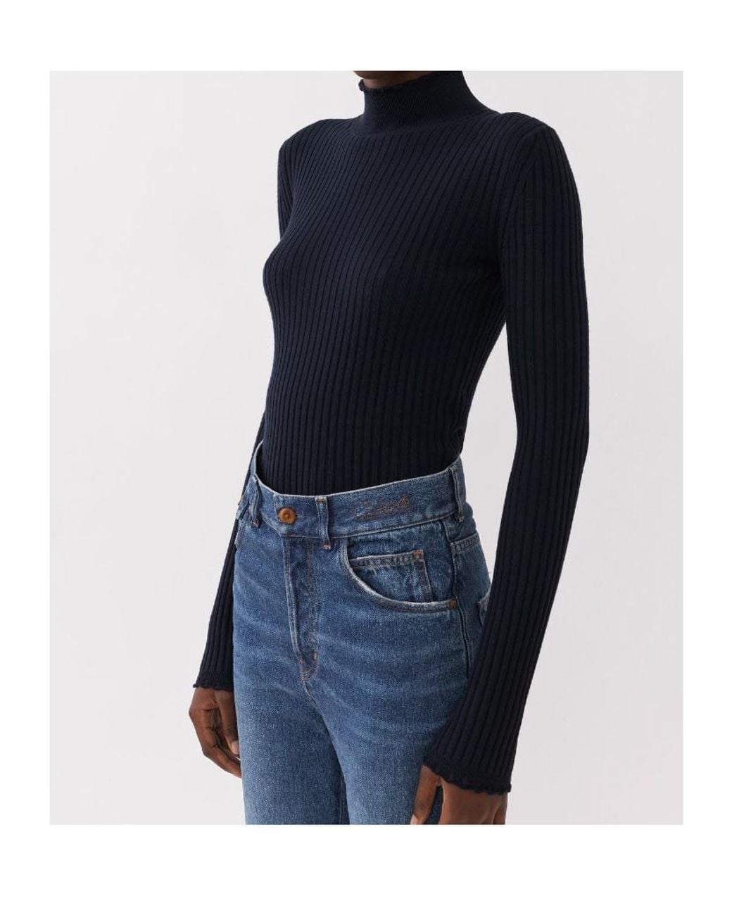 Chloé Blue Chloé High-Neck Knitted Jumper