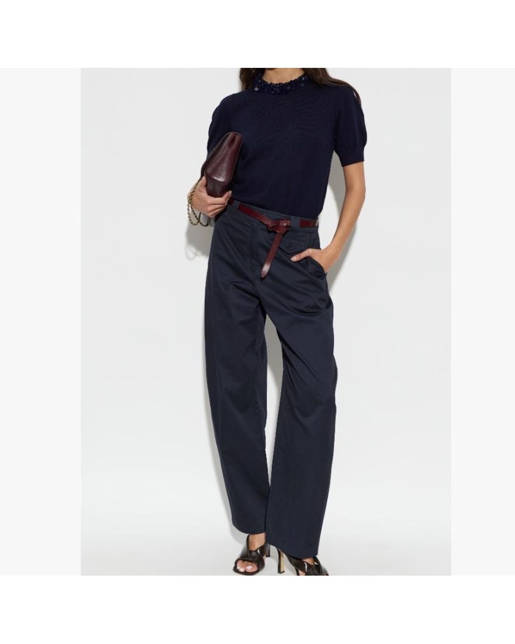 Ulla Johnson Blue Pleat Detail Wide-Leg Pants