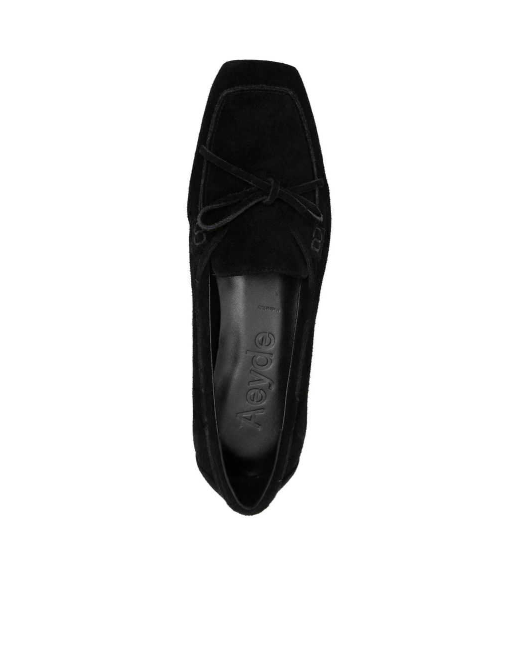 Aeyde Black Bow-Detail Suede Loafers