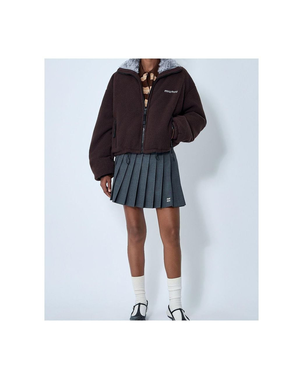 Miu Miu Brown Fleece Down Jacket