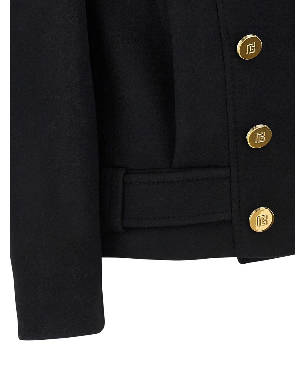 Balmain Black Double Breasted Long-Sleeved Coat
