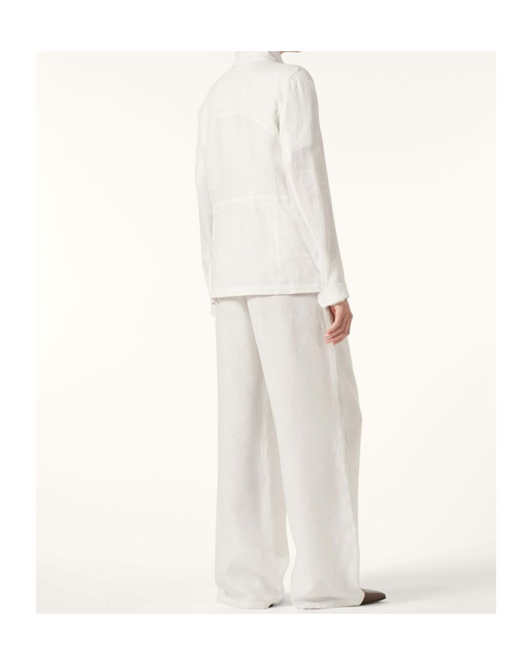 Loro Piana White Collared Drawstring Jacket