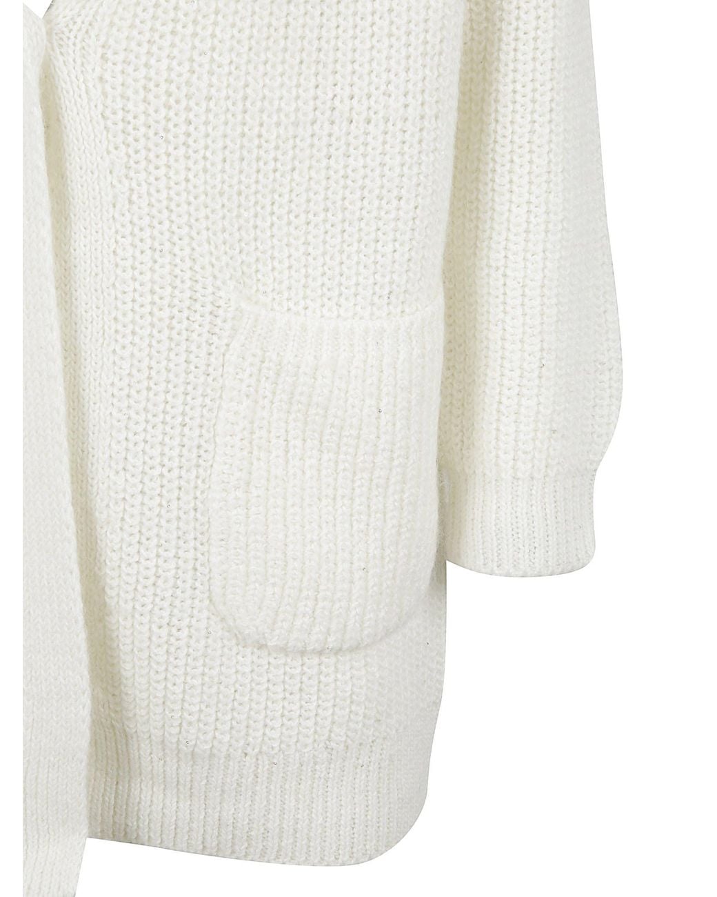 Fabiana Filippi White Oversized Knitted Buttoned Cardigan