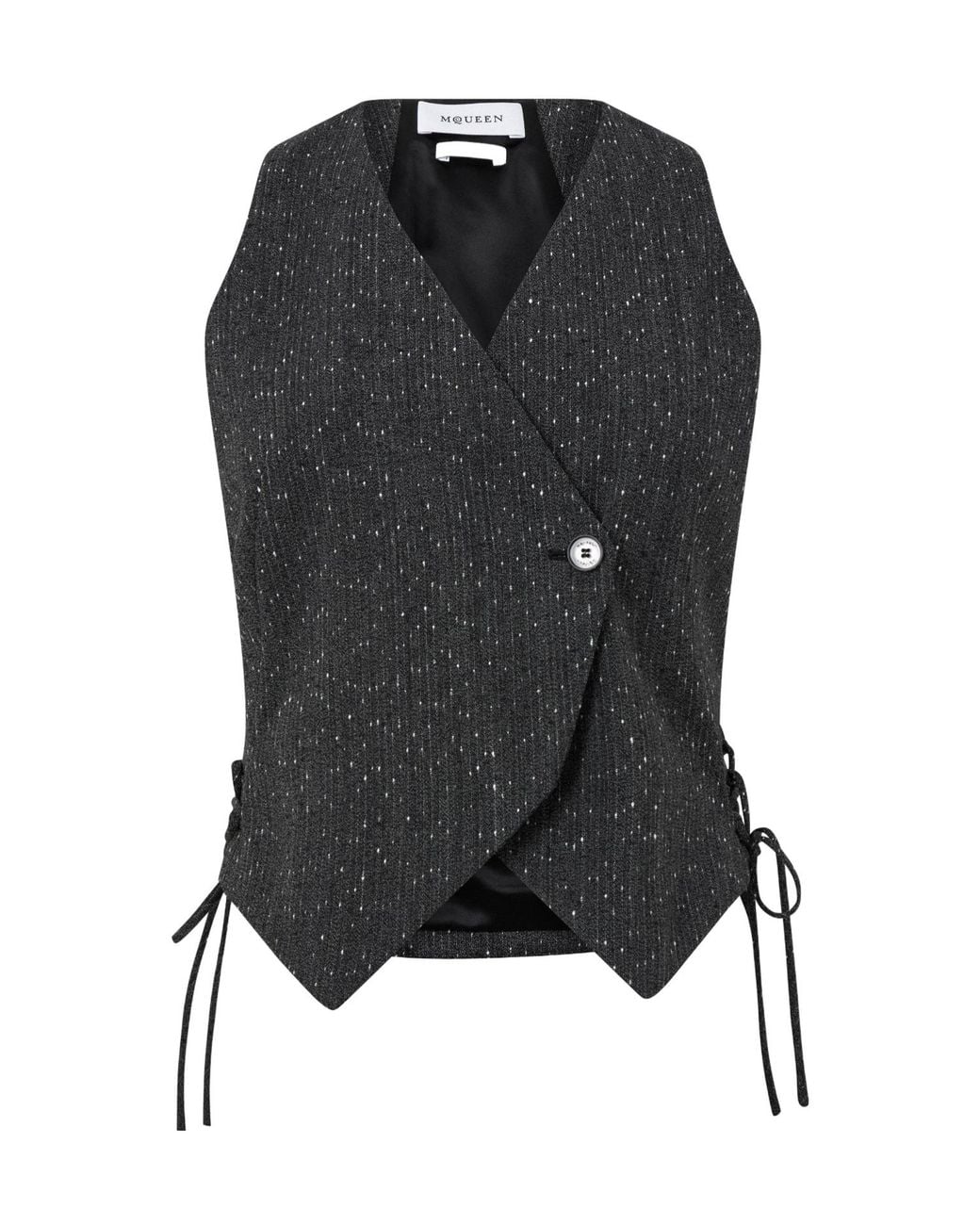 McQueen Black Sleeveless Wrap Waistcoat