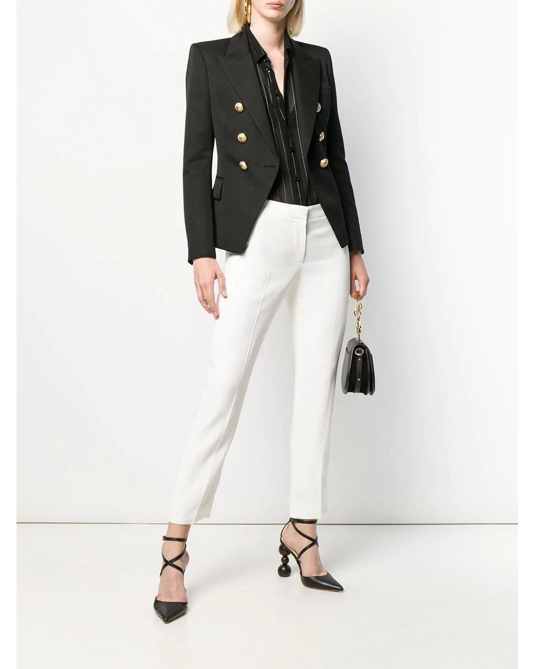 McQueen White Straight Leg Cropped Trousers