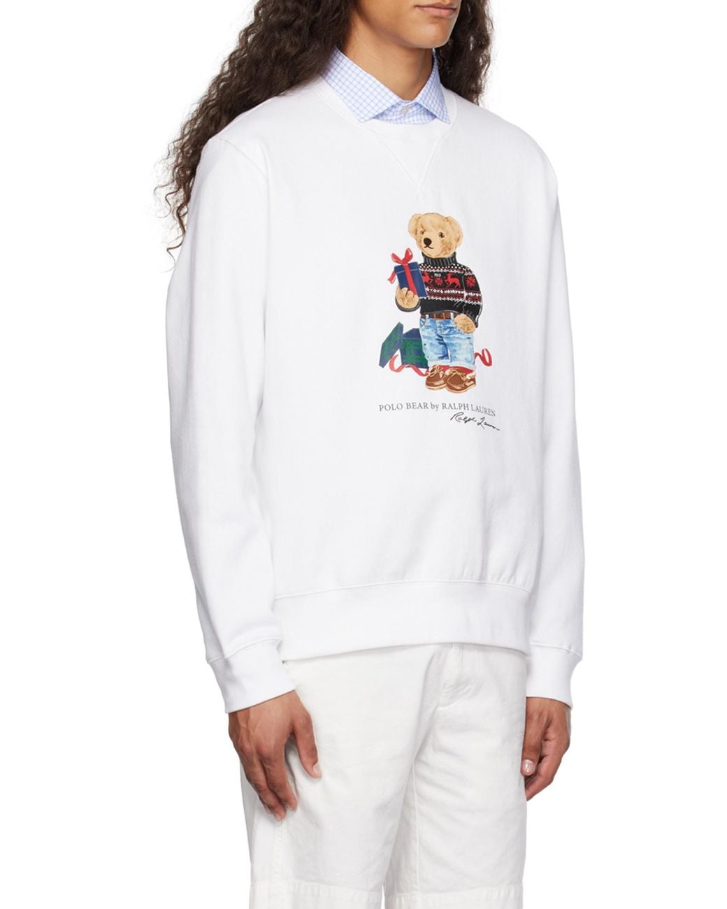 Polo Ralph Lauren White Teddy-Bear Print Jersey Sweatshirt for men